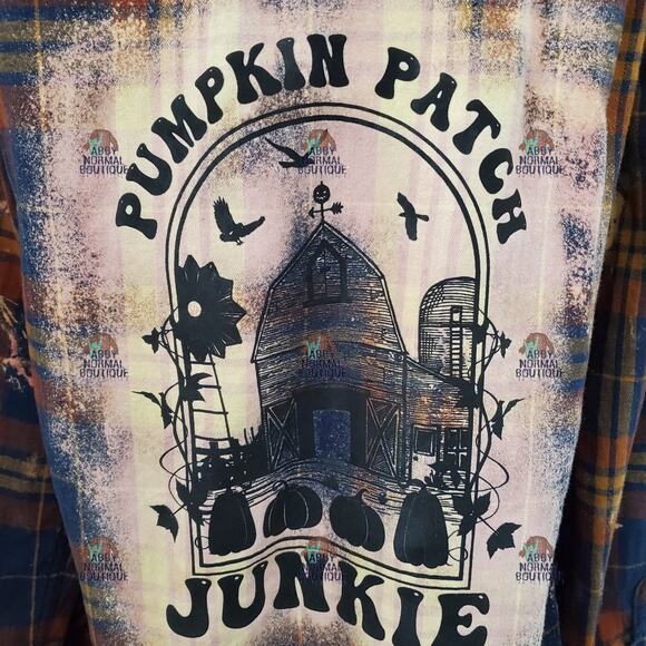 Pumpkin Patch Junkie Upcycled Fall Flannel Shirt - Medium - Picture 3 of 9